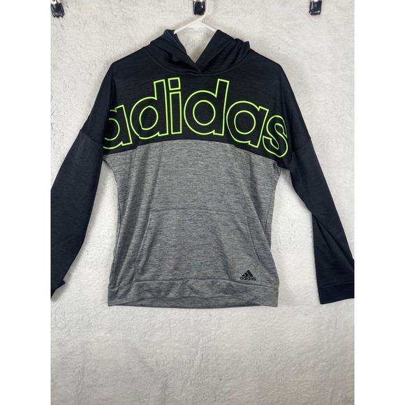 Adidas Boys XL (18/20) Hoodie Gray Black Long Sleeve Pullover Activewear - Picture 1 of 8